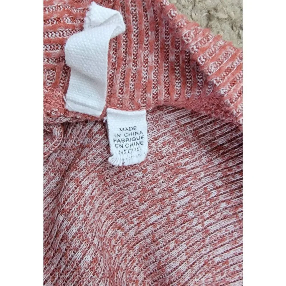 Cable & Gauge Pullover Sweater Women's Small Soft Pink Red Stretch Ribbed Knit